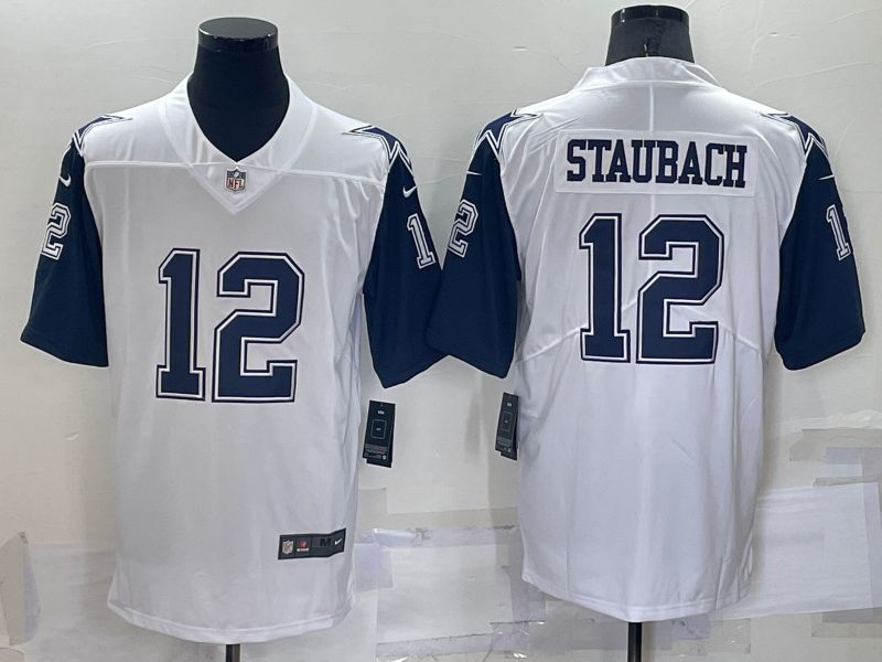 Men Dallas Cowboys 12 Staubach White 2022 Nike Limited Vapor Untouchable NFL Jersey